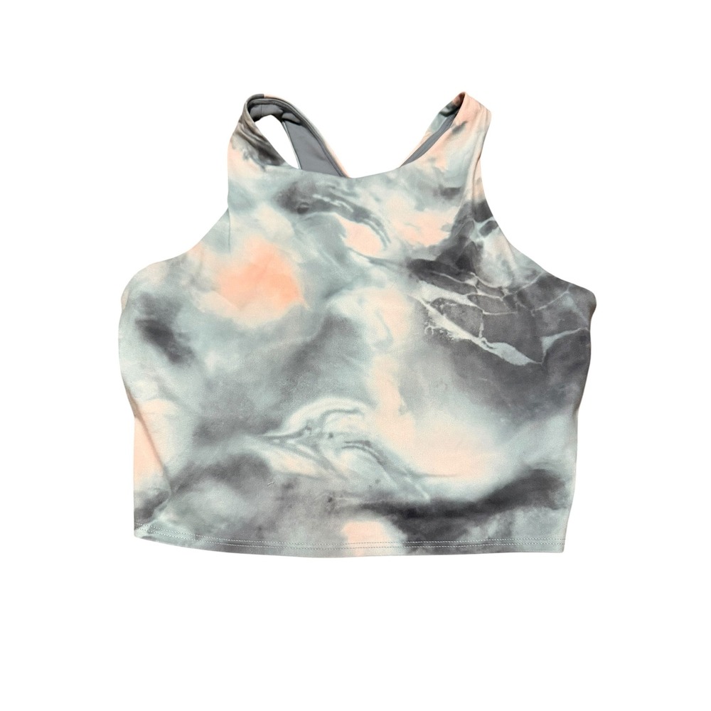 Athleta Size Large Crop Bra Sports Bra Tank Blue Peach Tie Dye - Picture 1 of 5